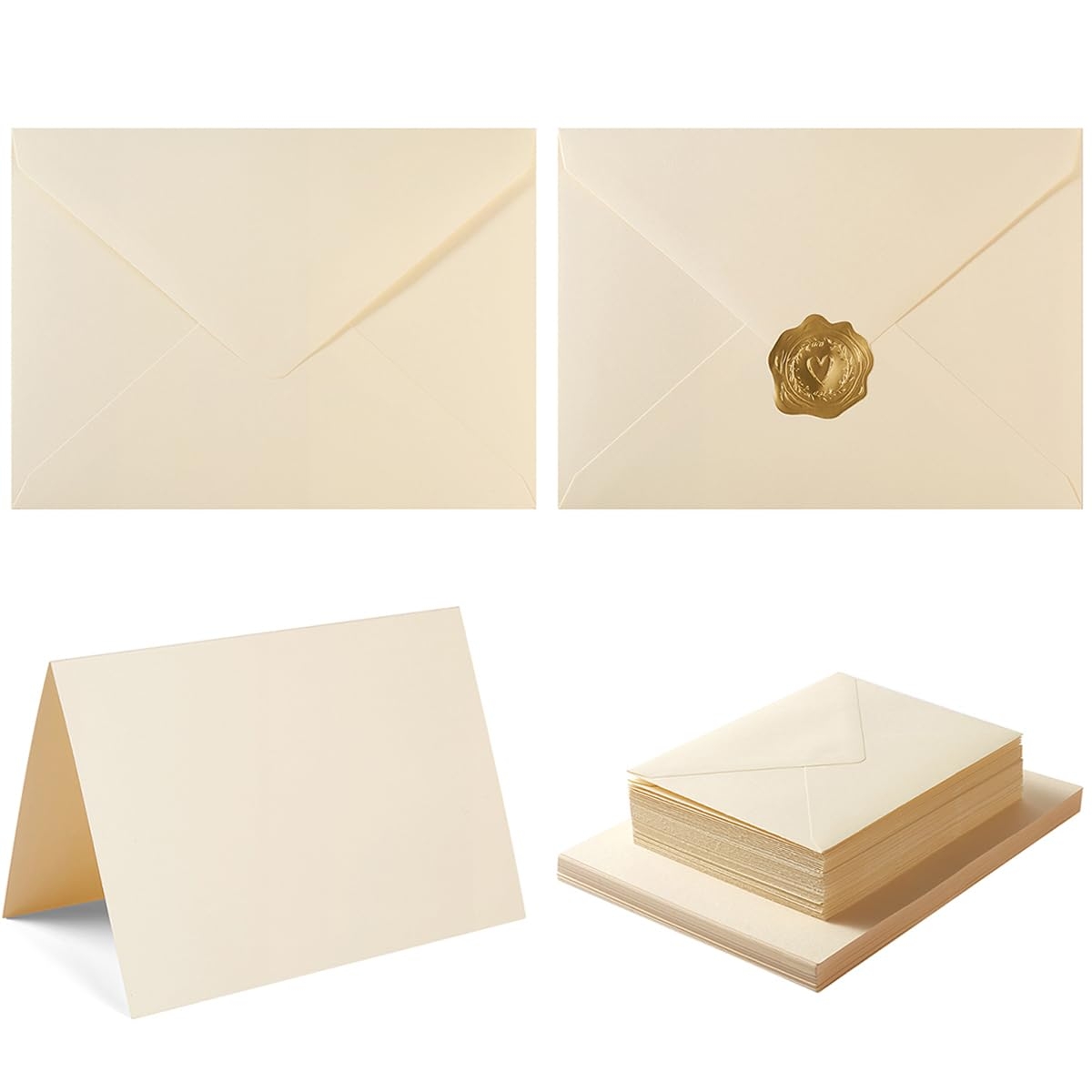 Amazon 50 Pack Cream A7 Envelopes With Cards 5x7 Thick Folded Cardstock And Gold Stickers For Greeting Cards Wedding Birthday Invitations Baby Showers Cream 5x7 Office Products Amazon 50 Pack Cream A7 Envelopes With Cards 5x7 Thick Folded Cardstock And Gold Stickers For Greeting Cards Wedding Birthday Invitations Baby Showers Cream 5x7 Office Products