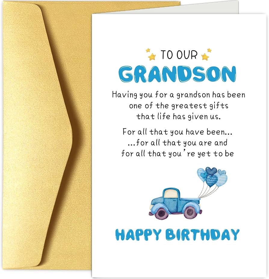 Amazon Grandson Birthday Card Happy Birthday Card For Grandson Bday Greeting Card From Grandparents Having You For A Grandson Has Been One Of The Greatest Gifts Office Products