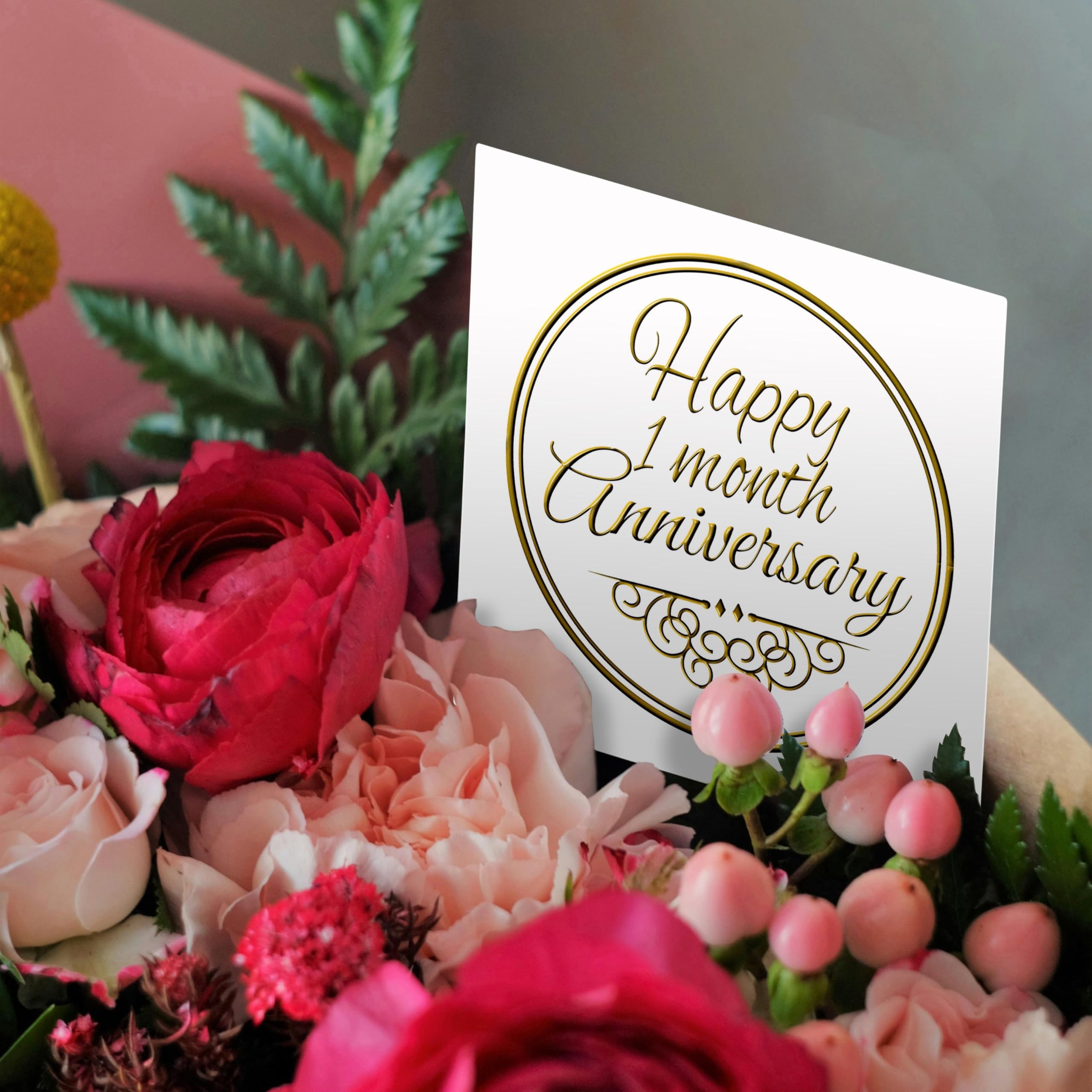Amazon Greeting Card Happy 1 Month Anniversary Gold Text 1st Month Together Anniversaries Occasions Office Products
