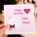 Amazon Greeting Card Image Of Happy Birthday Best Friend On Pink With Butterflies Birthdays For Special People Office Products
