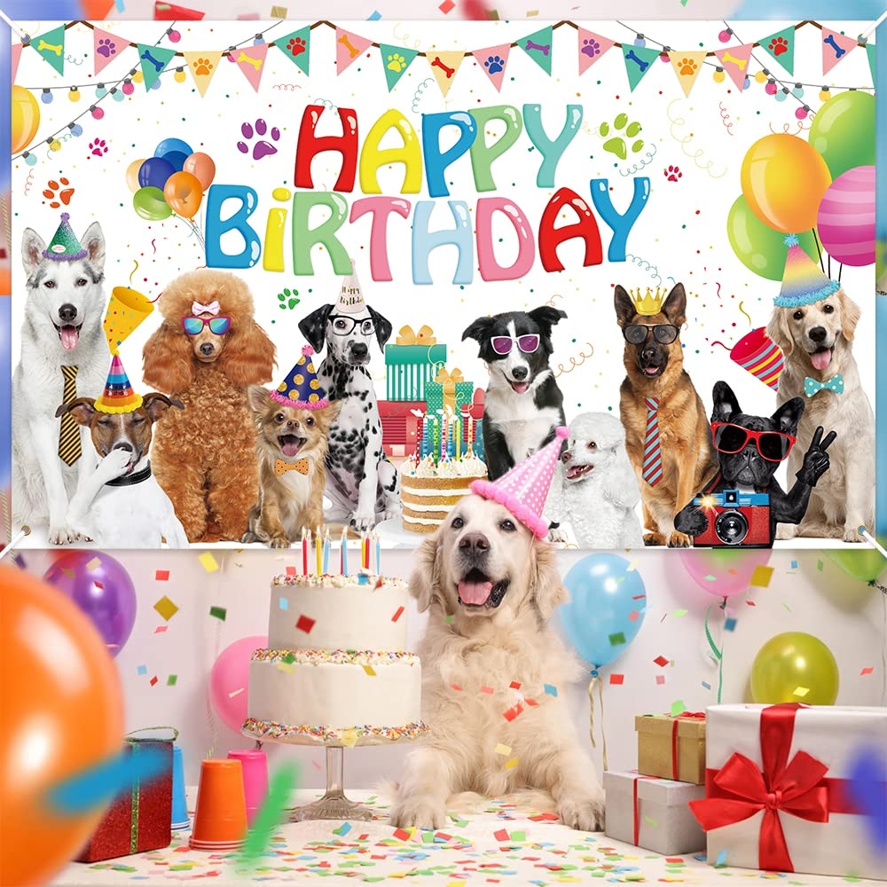 Amazon Happy Birthday Backdrop Banner 71x43 Inch For Dogs Puppy Let s Paw ty Doggy Pet Girl Boy Cartoon Dog Theme Photography Background For Dog Owner Birthday Party Pet Party Decorations Supplies