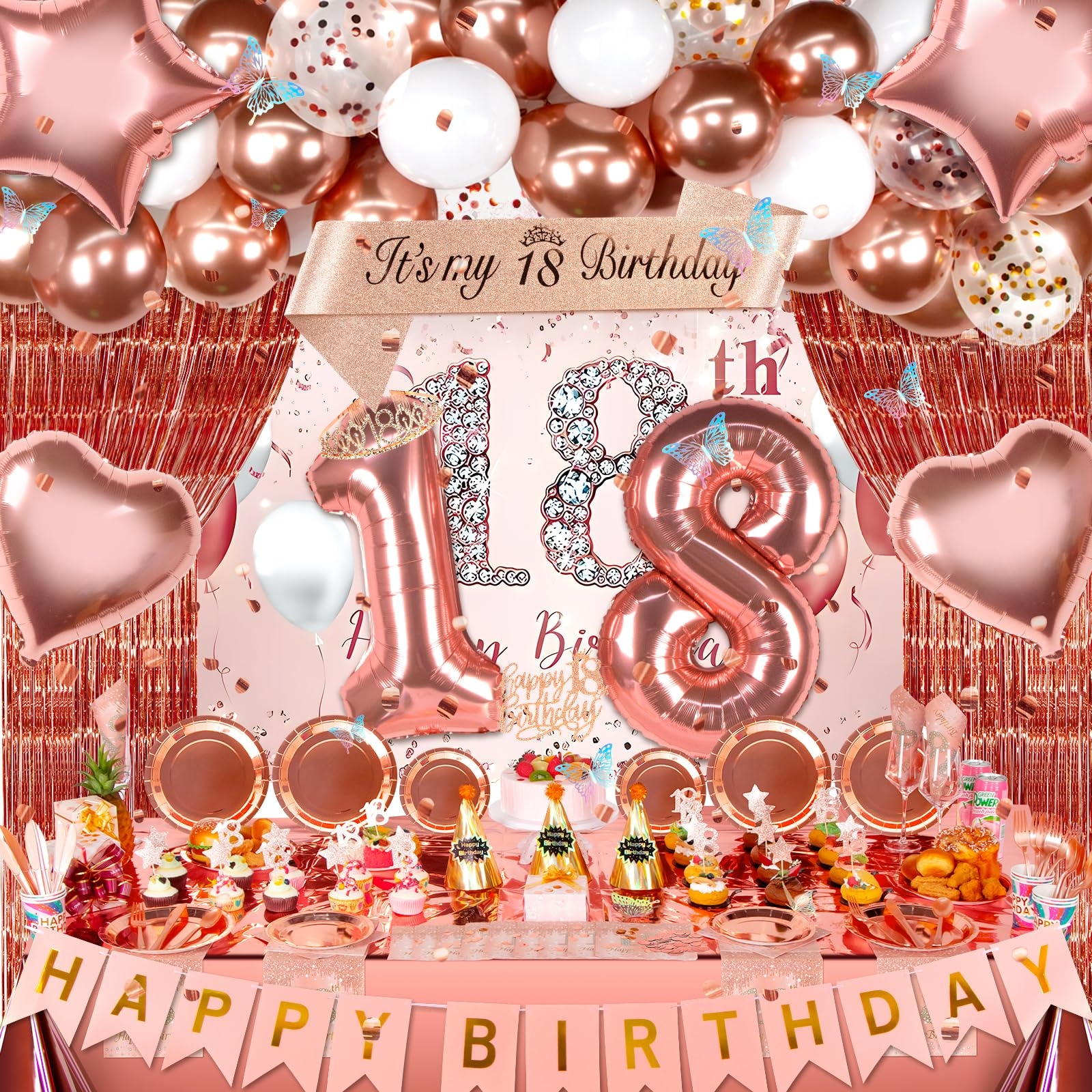 Amazon HJINGY 18th Birthday Decorations For Girls Rose Gold Party Decorations Include Balloons Backdrop Curtains Banner Sash Crown Tablecloth Plates Cake Toppers For Women Girls Princess Queen Party Toys Games Amazon HJINGY 18th Birthday Decorations For Girls Rose Gold Party Decorations Include Balloons Backdrop Curtains Banner Sash Crown Tablecloth Plates Cake Toppers For Women Girls Princess Queen Party Toys Games