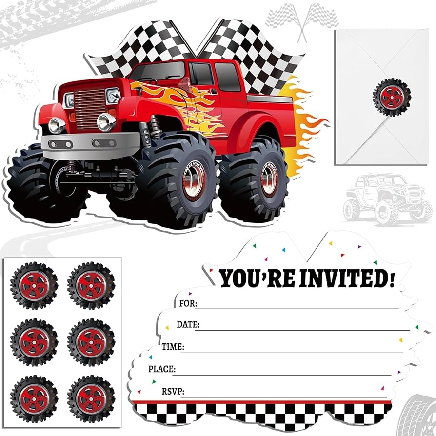 Amazon Humyoun 30 Sets Monster Truck Birthday Christmas Invitations With Envelopes Stickers Race Car Invitations For Boy Kids Birthday Party Supplies Decoration Home Kitchen Amazon Humyoun 30 Sets Monster Truck Birthday Christmas Invitations With Envelopes Stickers Race Car Invitations For Boy Kids Birthday Party Supplies Decoration Home Kitchen