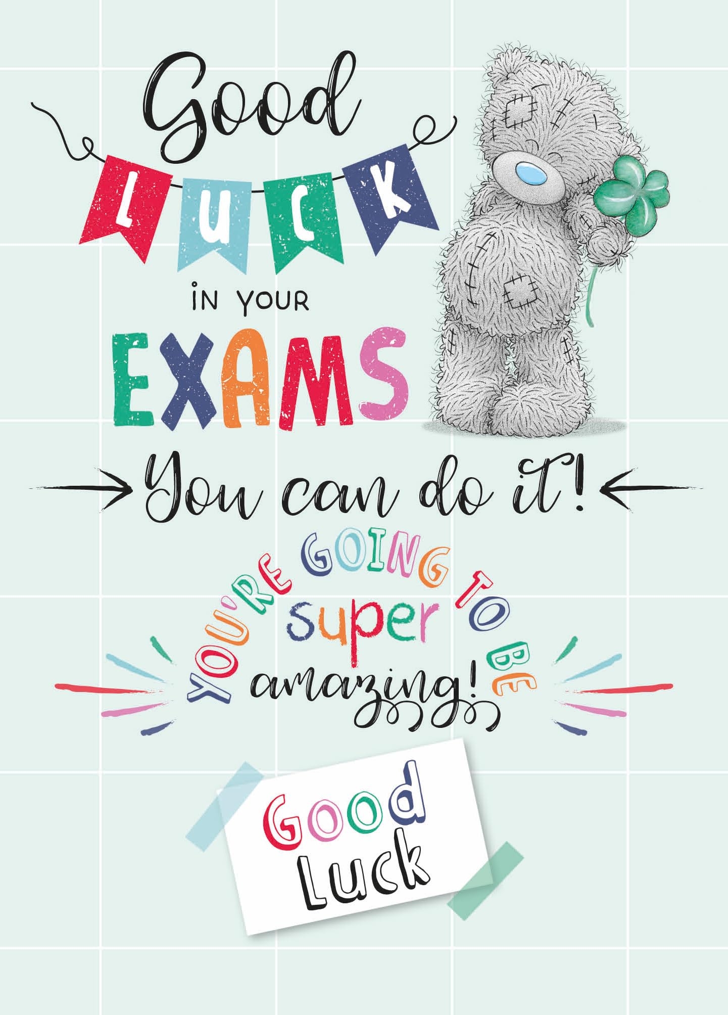Amazon Me To You Tatty Teddy Good Luck In Your Exams Greeting Card 5x7ins Official Collection Office Products