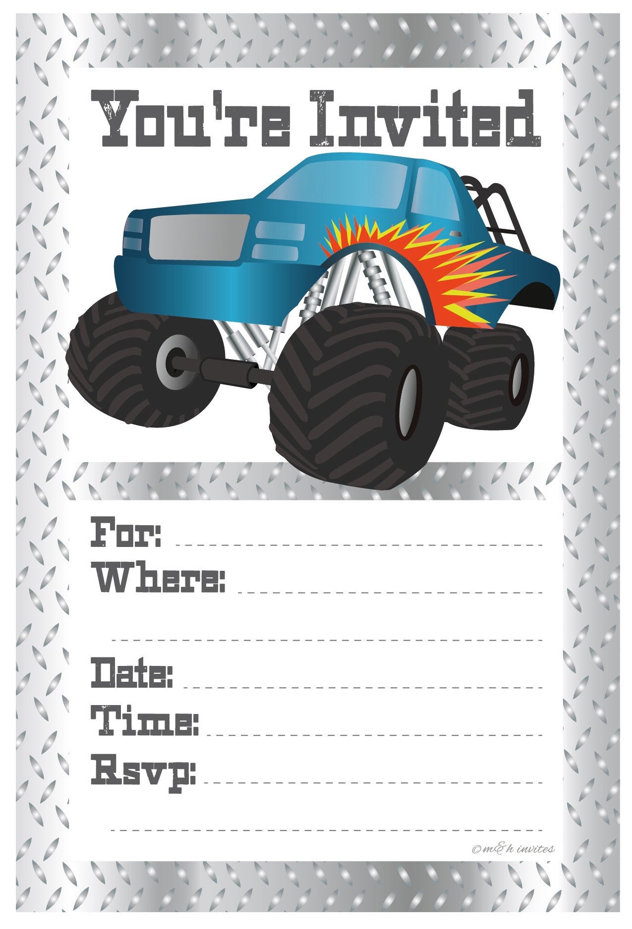Amazon Monster Truck Birthday Party Invitations Fill In Style 20 Count With Envelopes By M h Invites Home Kitchen Amazon Monster Truck Birthday Party Invitations Fill In Style 20 Count With Envelopes By M h Invites Home Kitchen