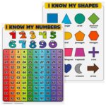 Amazon Numbers 1 100 Chart And Shapes Chart For Preschool To Grade 1 Kids Double Sided Colorful Visual Learning Aid Poster For Classroom Or Home Durable Laminated Cardstock 8 5 X 11