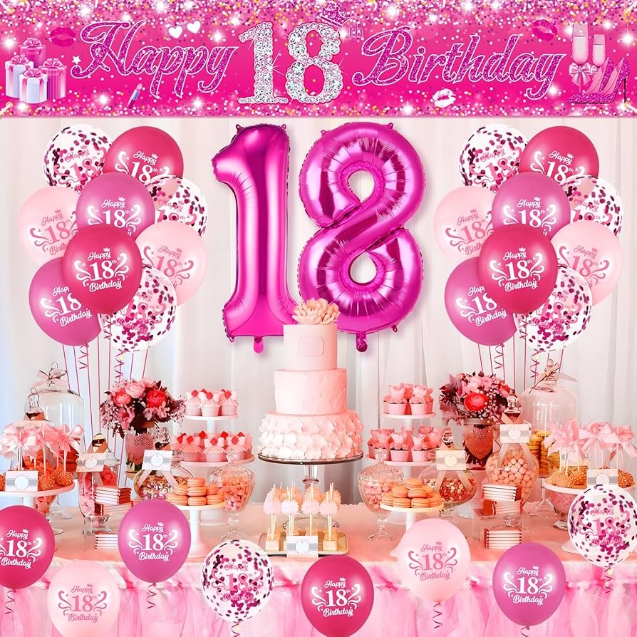 Amazon Pink 18th Birthday Decorations For Girls Happy Birthday Banner 20Pcs Balloons 40 Inch Number 18 Balloons Hot Pink Party Supplies For Anniversary Toys Games Amazon Pink 18th Birthday Decorations For Girls Happy Birthday Banner 20Pcs Balloons 40 Inch Number 18 Balloons Hot Pink Party Supplies For Anniversary Toys Games