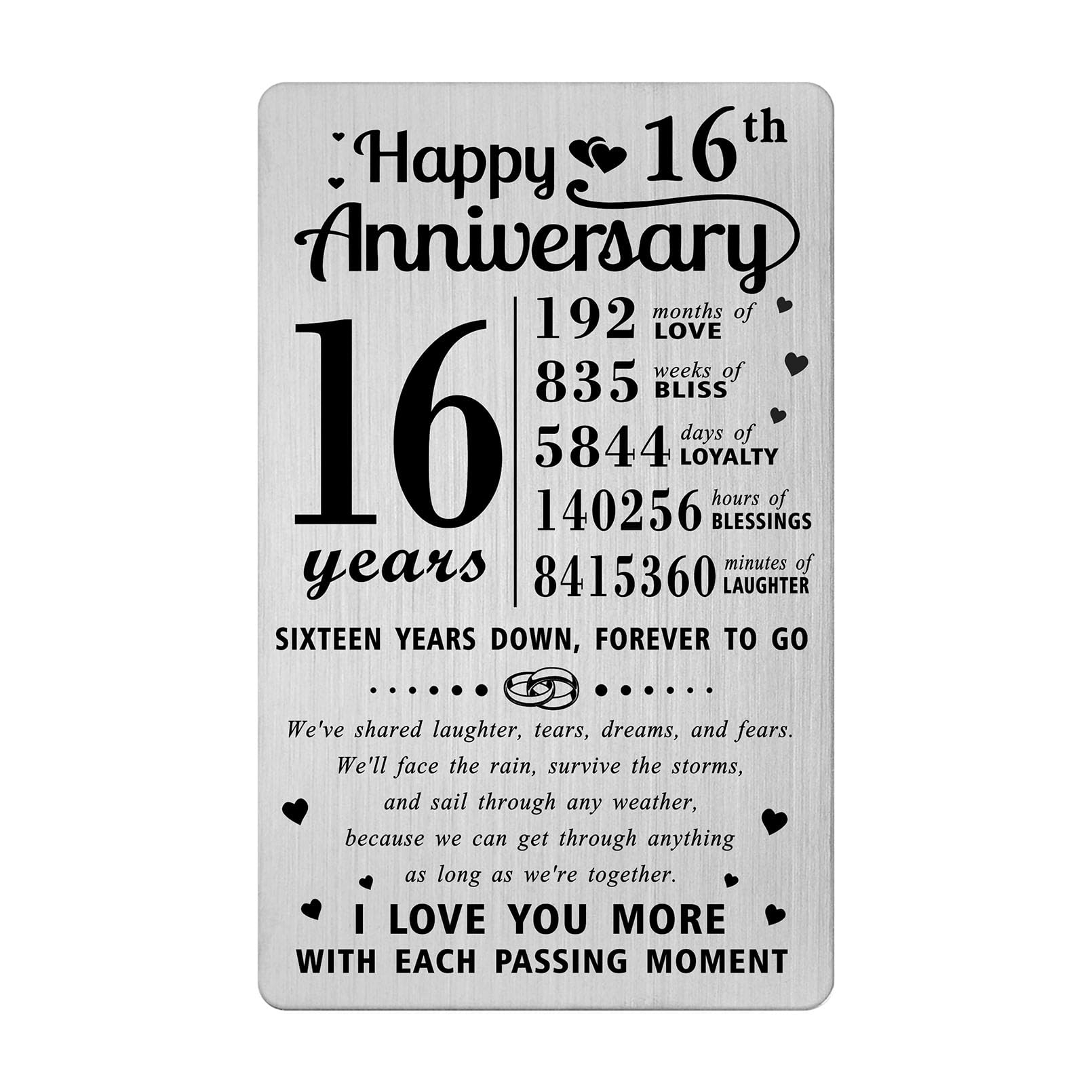 Amazon Richesele 16th Anniversary Card Happy 16 Year Wedding Anniversary Wallet Card 16 Years Anniversary Decorations Gifts For Husband Wife Him Her Office Products Amazon Richesele 16th Anniversary Card Happy 16 Year Wedding Anniversary Wallet Card 16 Years Anniversary Decorations Gifts For Husband Wife Him Her Office Products