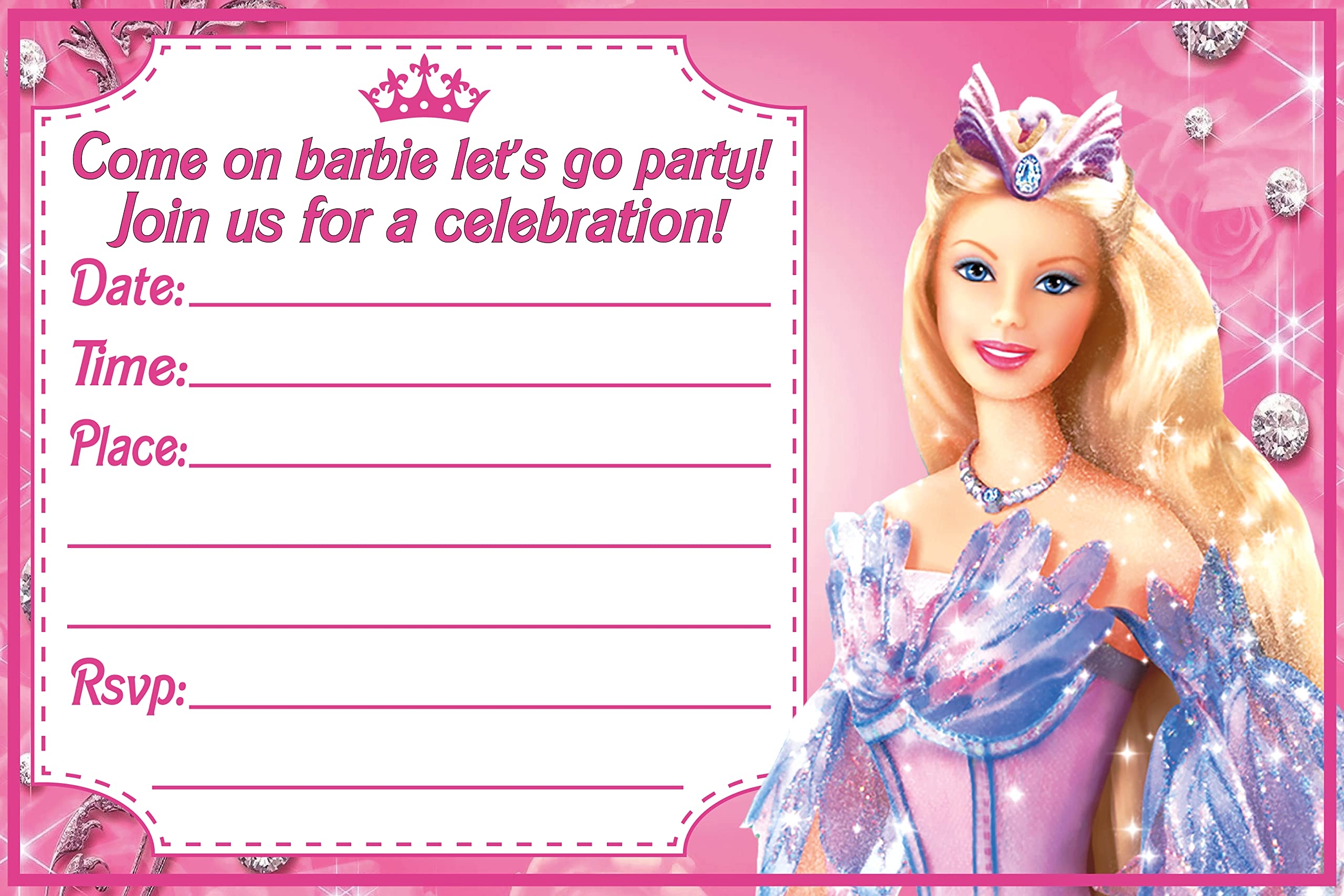 Amazon Set Of 20 Fashion Doll Girl Pink Themed Happy Birthday Invitation Cards Envelopes Lightweight 240g Postcard Style Invites For The Perfect Party Pack Health Household