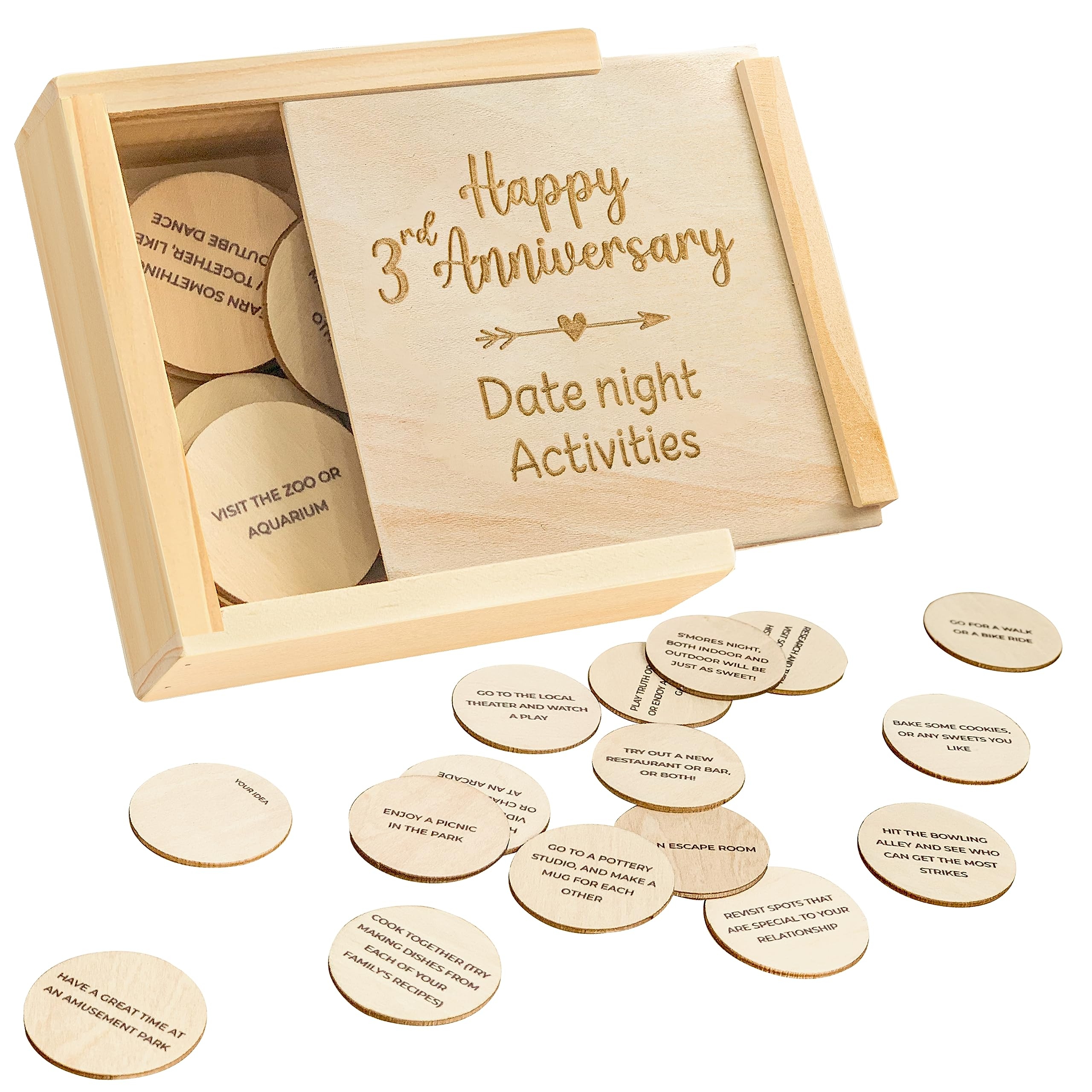 Amazon STOFINITY Happy 3 Year Anniversary Wood Gifts For Him Her 3rd Wedding Gifts For Couple Third Marriage Anniversary For Husband Wife Three Years Dating Date Night Activities Home Kitchen