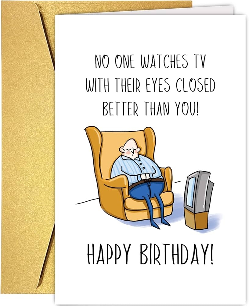 Amazon Supoeguk Funny Birthday Card For Men Hilarious Birthday Card For Dad Husband Grandpa Watches TV With Eyes Closed Card Office Products