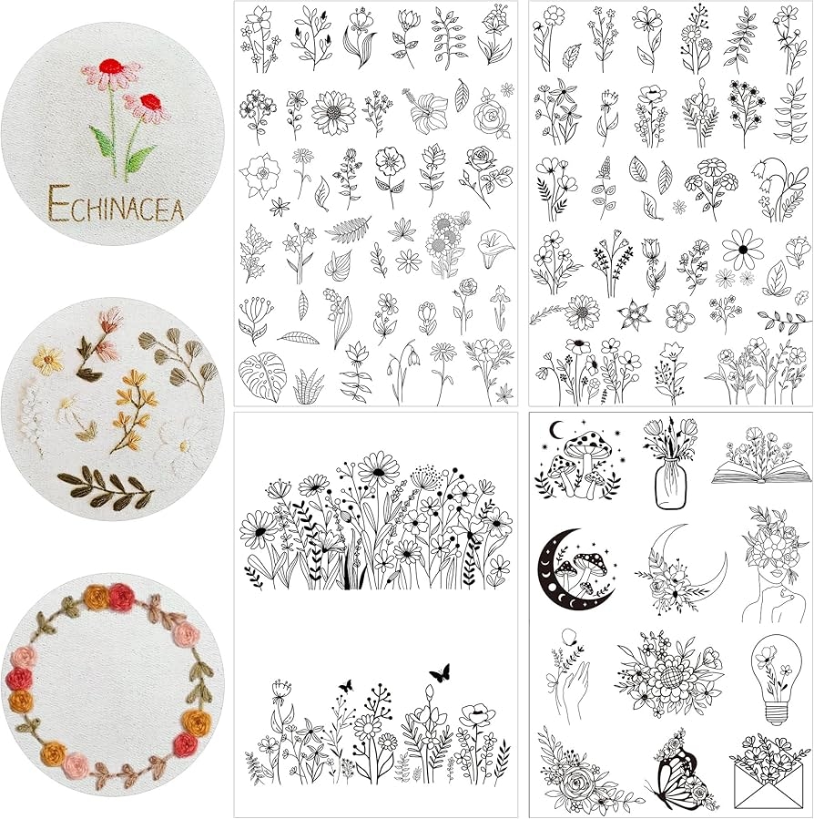 Amazon Water Soluble Embroidery Patterns Paper 4 Sheet Stick Stitch Embroidery Paper Wash Away For Hand Sewing Lovers Stabilizer For Embroidery Mushroom Moon Butterfly Envelope Flowers Designs Amazon Water Soluble Embroidery Patterns Paper 4 Sheet Stick Stitch Embroidery Paper Wash Away For Hand Sewing Lovers Stabilizer For Embroidery Mushroom Moon Butterfly Envelope Flowers Designs