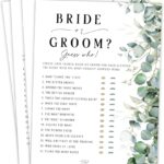Amazon Your Main Event Prints Bride Or Groom Wedding Shower Game Fun Bridal Shower Games He Said She Said Trivia Eucalyptus Neutral Home Kitchen