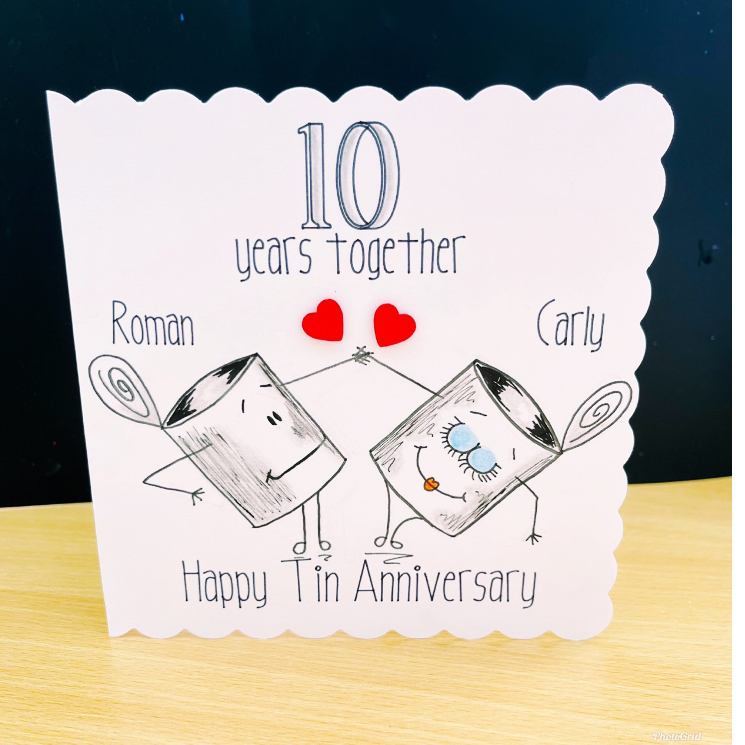 Anniversary Card 10 Years tin Personalised Bespoke Hand Drawn Custom Made Card Etsy Anniversary Card 10 Years tin Personalised Bespoke Hand Drawn Custom Made Card Etsy