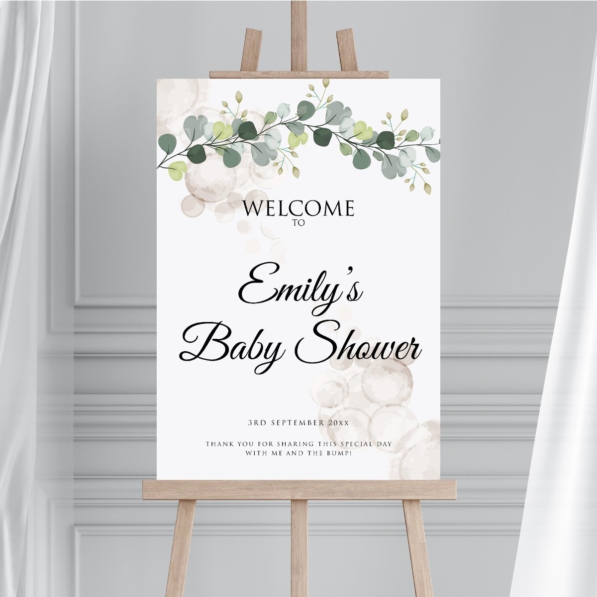 Baby Shower Welcome Sign Eucalyptus Pink Blue Neutral EBay