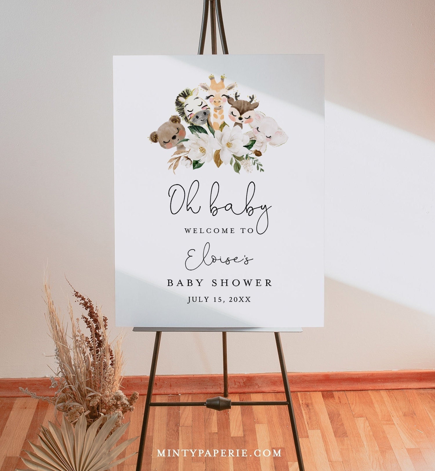 Baby Shower Welcome Sign Template Printable Cute Animal Baby Shower Poster Instant Download 100 Editable Text Templett 0008B 155LS Etsy