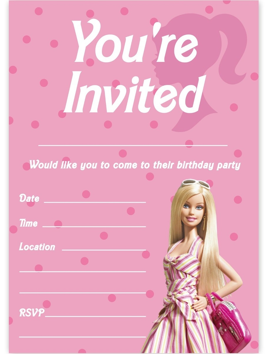 BARBIE THEME BIRTHDAY PARTY INVITATIONS BARBIE PARTY INVITES CHILDREN GIRLS EBay BARBIE THEME BIRTHDAY PARTY INVITATIONS BARBIE PARTY INVITES CHILDREN GIRLS EBay