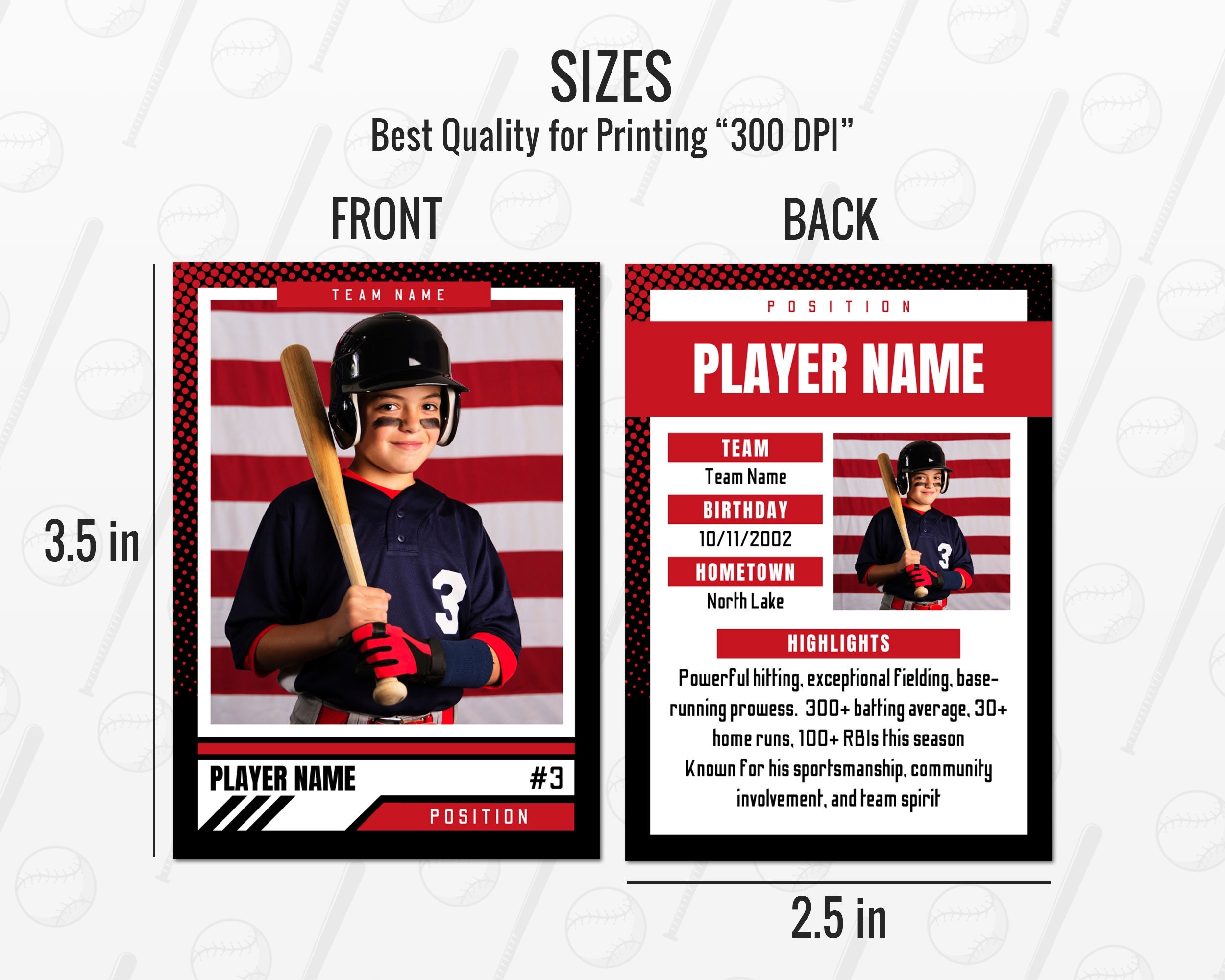 Baseball Trading Cards Template Customizable Player Card Canva Template Personalized DIY Sport Card Printable School Team Gifts Etsy Denmark