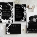 Black Wedding Invitation Black And White Wedding Invitation Template Editable Printable Canva Template Etsy