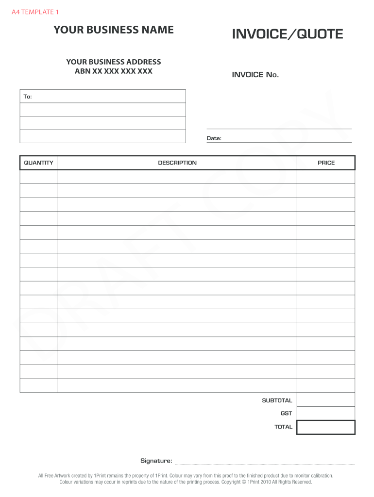 Blank Invoice Template Fill Online Printable Fillable Blank PdfFiller Blank Invoice Template Fill Online Printable Fillable Blank PdfFiller