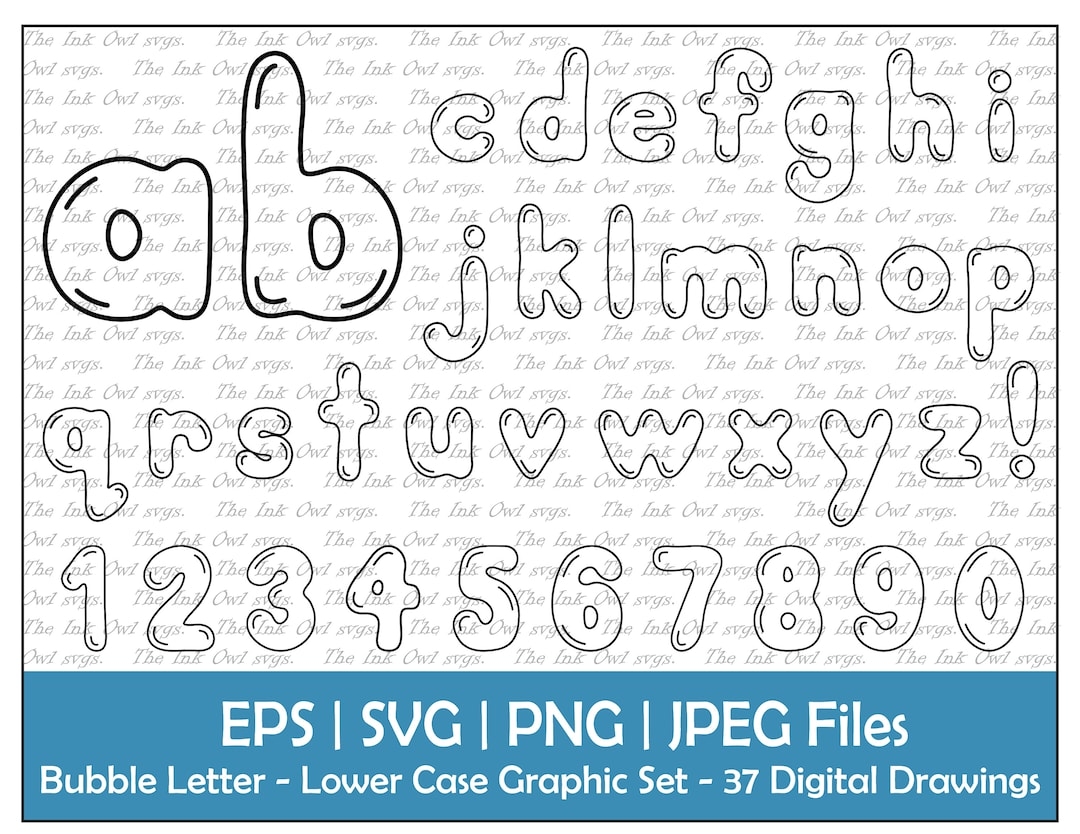 Bubble Letter Alphabet And Numbers Vector Clipart Lower Case Outline Text Graphics Abc 123 Logos Banners PNG JPG Svg Eps Etsy Bubble Letter Alphabet And Numbers Vector Clipart Lower Case Outline Text Graphics Abc 123 Logos Banners PNG JPG Svg Eps Etsy