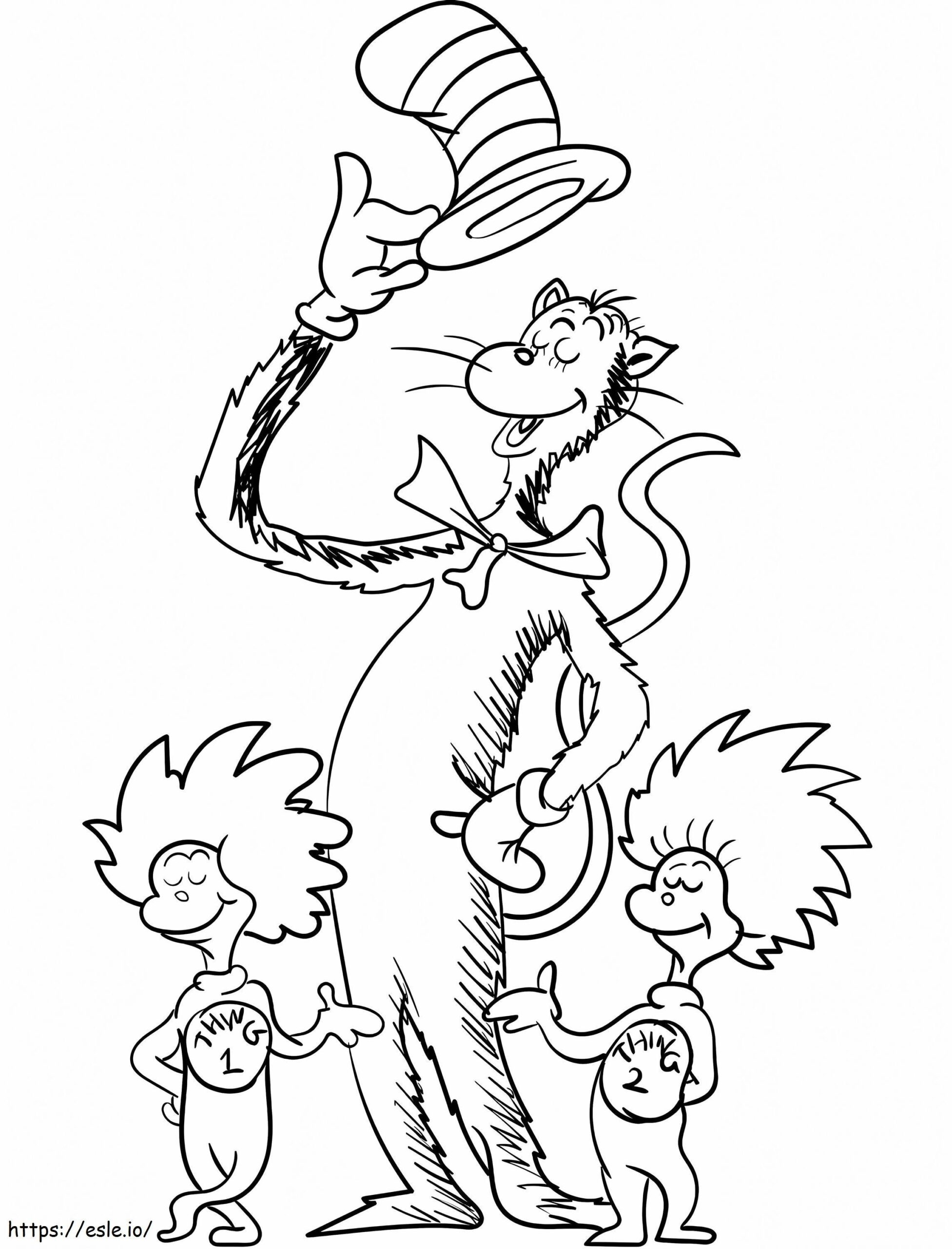 Cat With Thing 1 And Thing 2 A4 Coloring Page Cat With Thing 1 And Thing 2 A4 Coloring Page