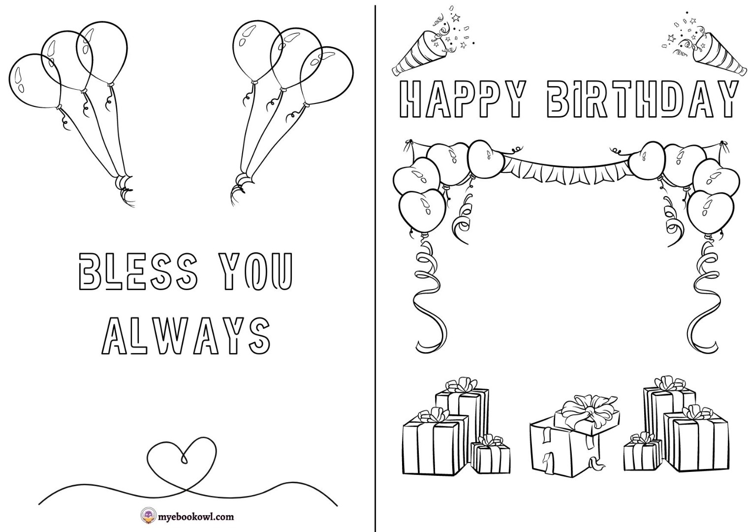 colorable printable birthday cards colorable printable birthday cards