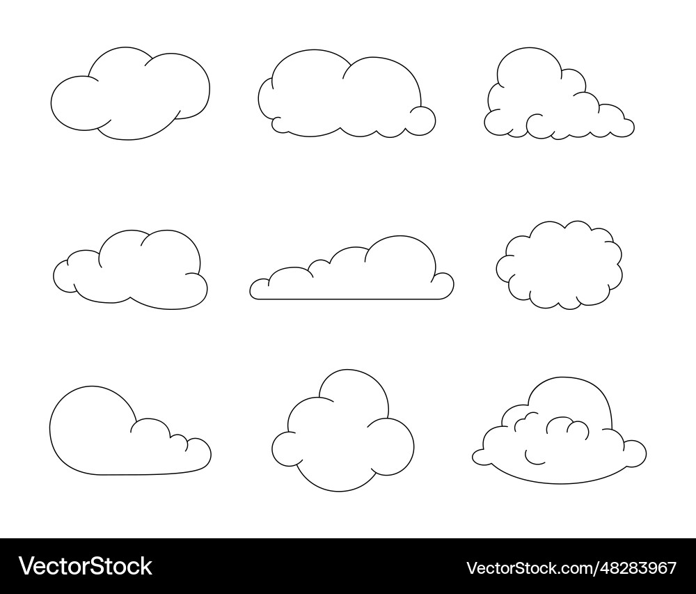 Cumulus Cloud Cartoon Coloring Page Sky Air Vector Image