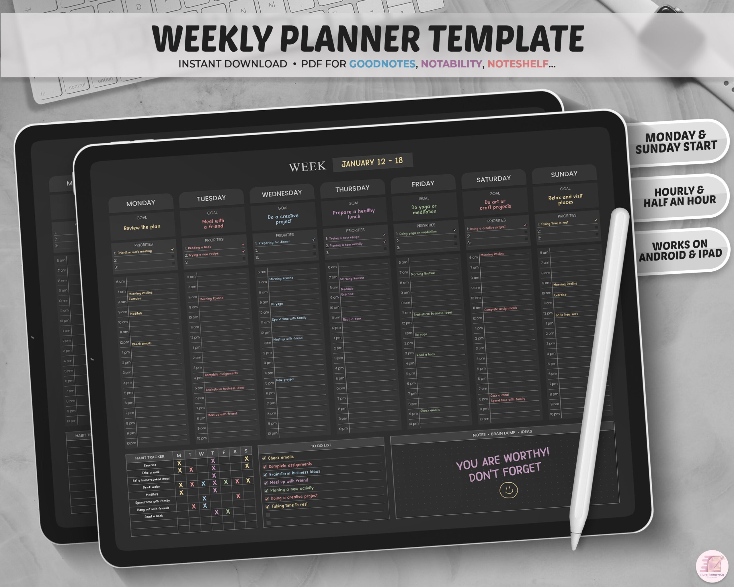 weekly planner template goodnotes weekly planner template goodnotes