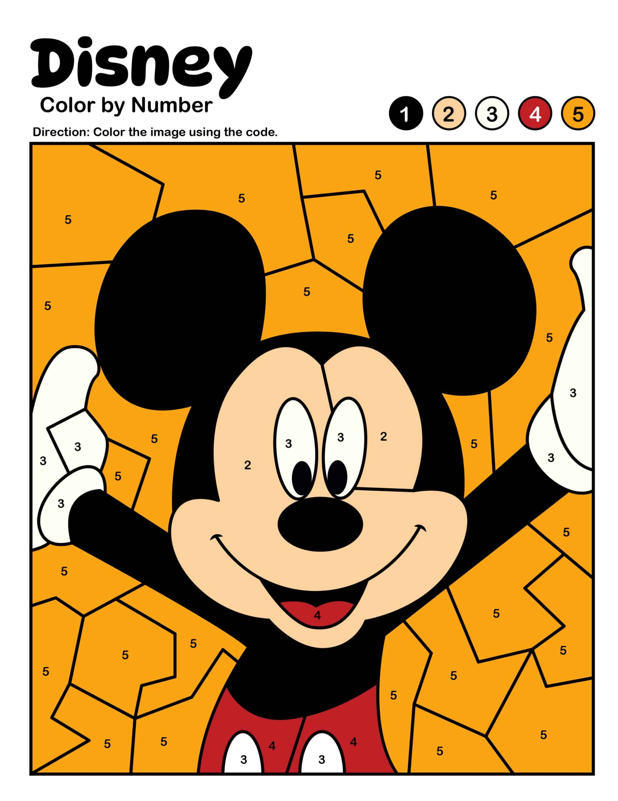 Disney Color By Number Kids Activity Zone