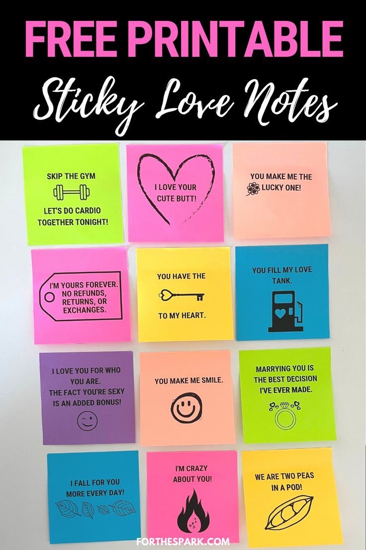 DIY Free Printable Sticky Love Notes