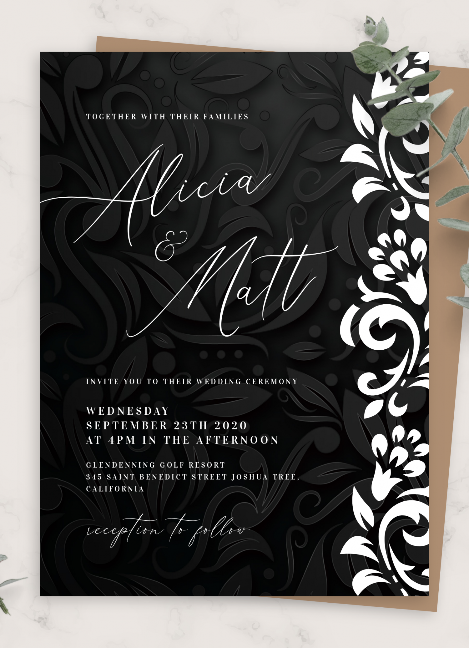 Download Printable Black And White Wedding Invitation PDF Download Printable Black And White Wedding Invitation PDF