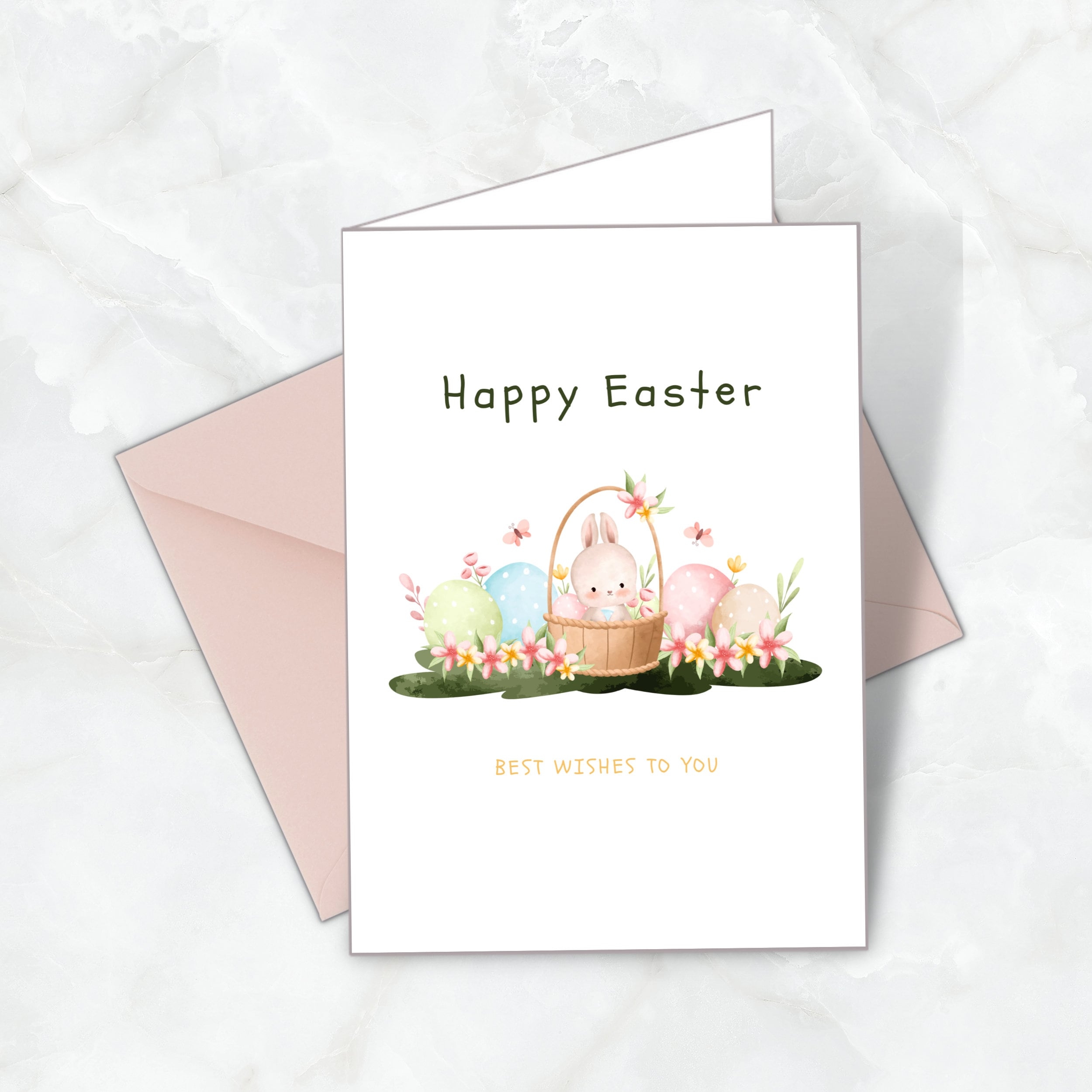 Easter Bunny Greeting Card Kids Printable Template 5x7 PDF Etsy