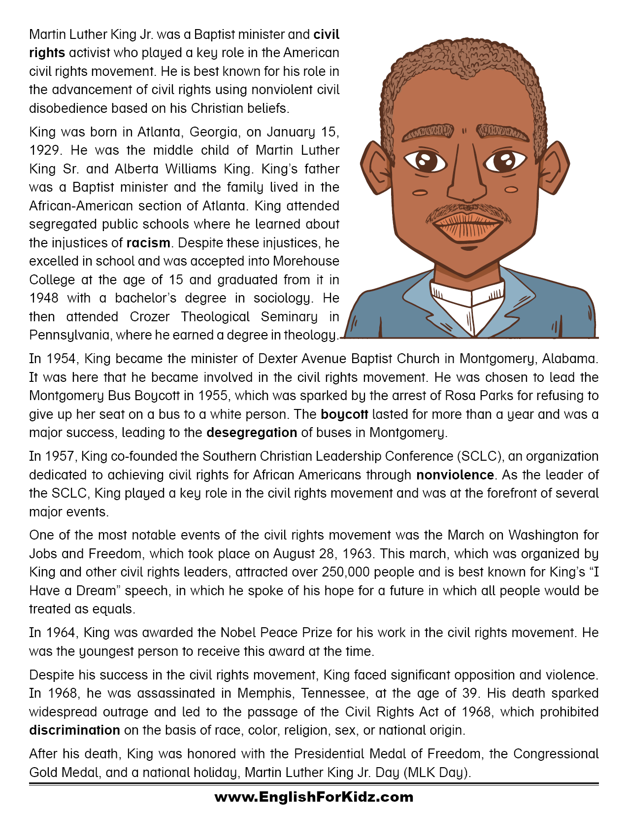 martin luther king worksheet martin luther king worksheet