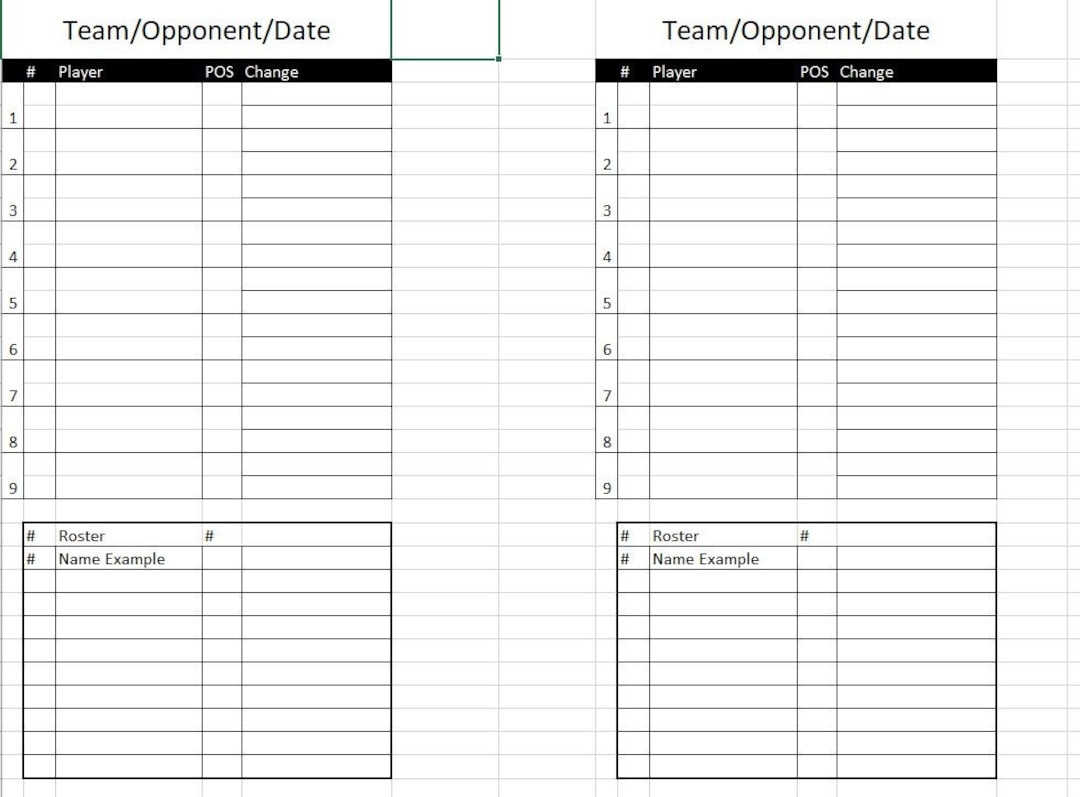 Fillable Printable Baseball Lineup Card Etsy