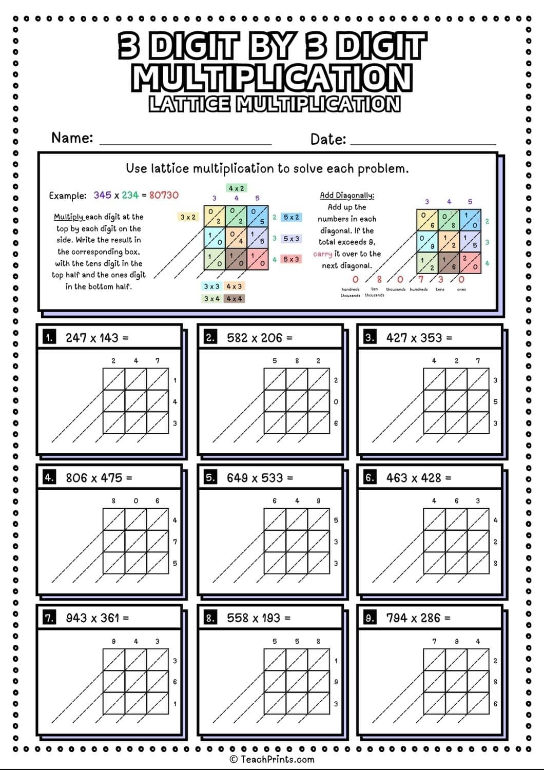 Free 3 Digit By 3 Digit Multiplication Worksheets Teach Prints Free 3 Digit By 3 Digit Multiplication Worksheets Teach Prints