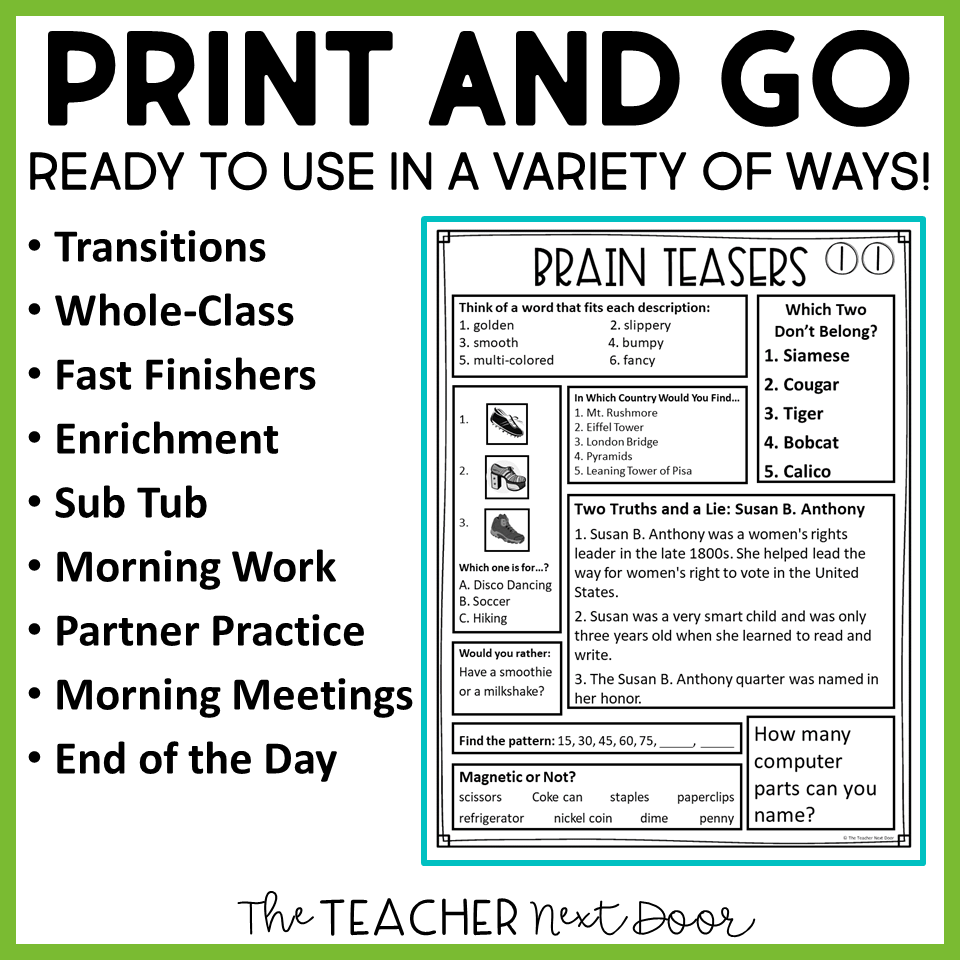 brain teasers to print brain teasers to print