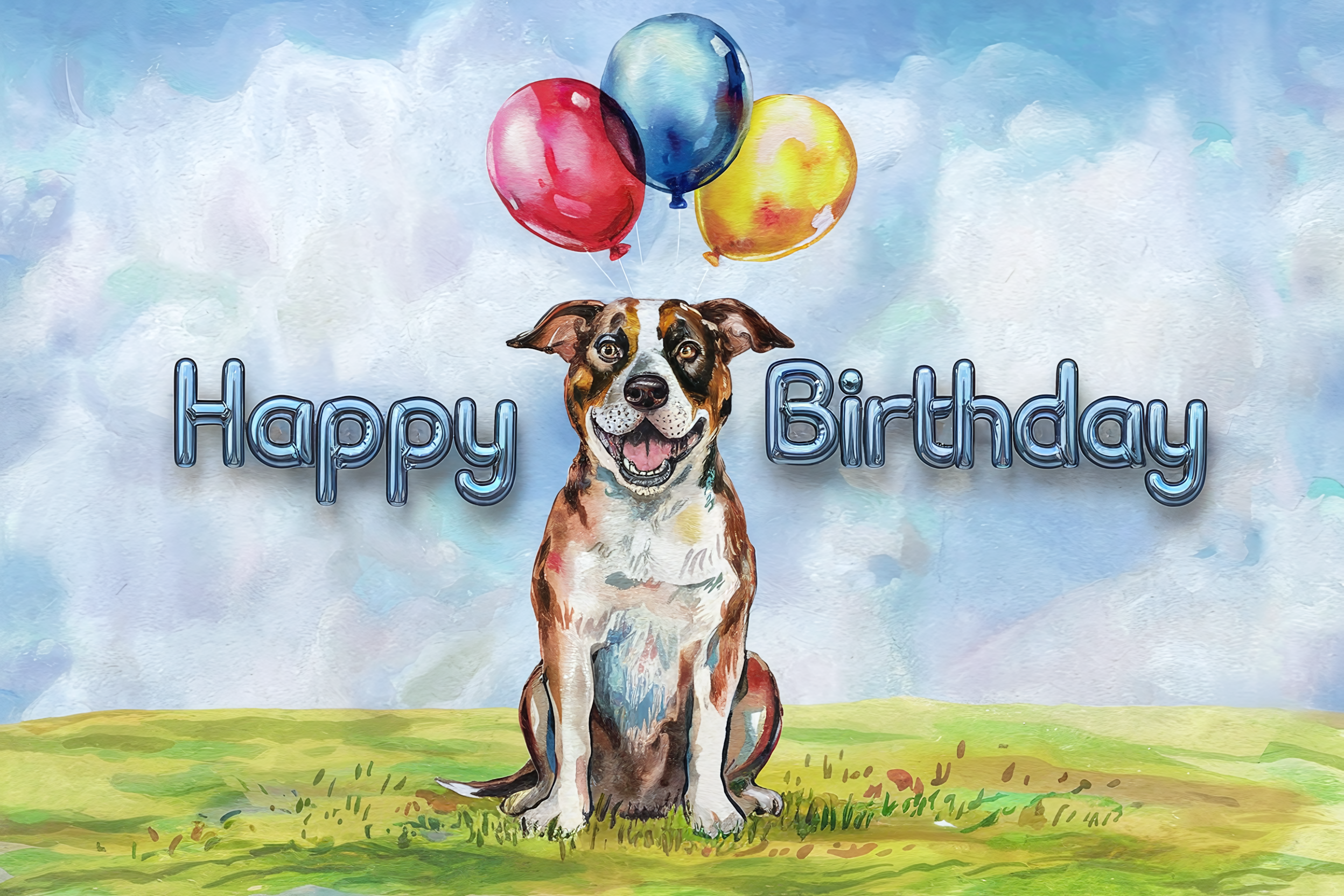 Free Download Happy Birthday Dog Watercolor Free Download Happy Birthday Dog Watercolor