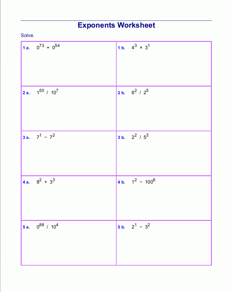 Free Exponents Worksheets Free Exponents Worksheets