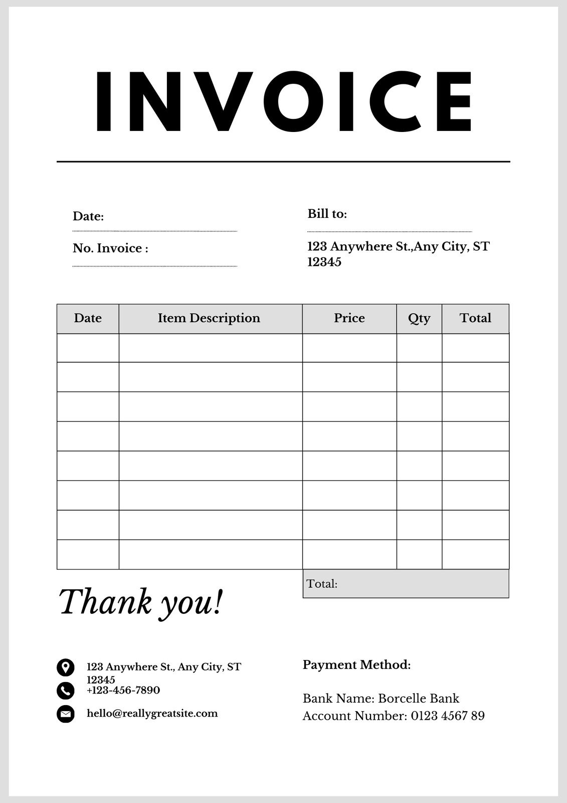 free blank invoice template printable free blank invoice template printable