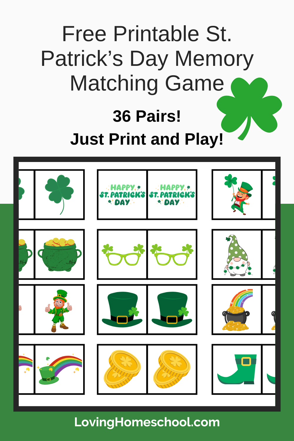 Free Printable St Patrick s Day Memory Matching Game LovingHomeschool Free Printable St Patrick s Day Memory Matching Game LovingHomeschool