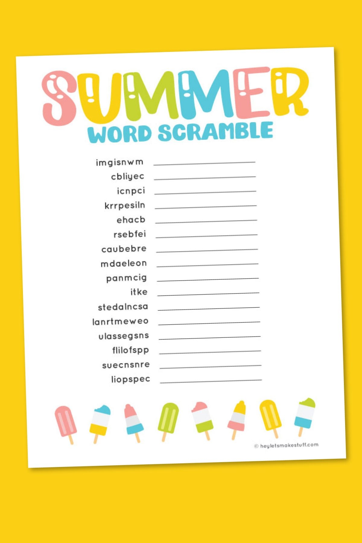 Free Printable Summer Word Scramble 12 More Summer Printables