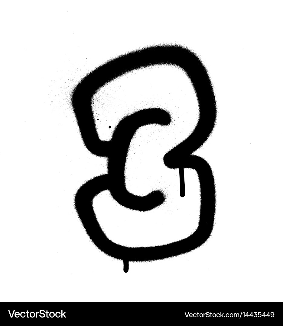 Graffiti Bubble Font Number 3 In Black On White Vector Image Graffiti Bubble Font Number 3 In Black On White Vector Image