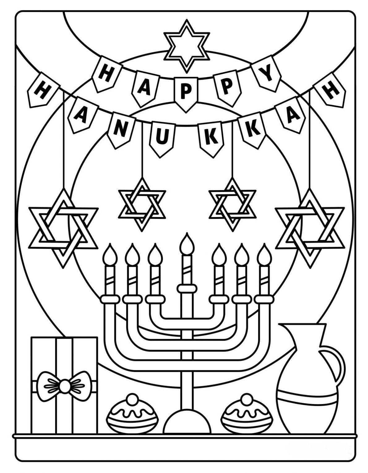 Hanukkah Coloring Pages 8 page Printable Set PDF Download Etsy