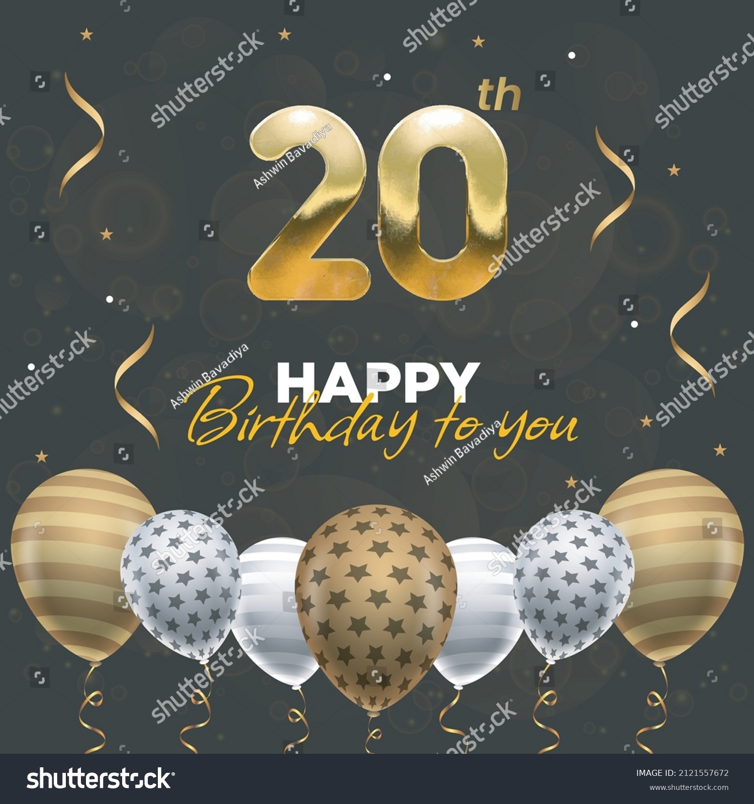 Happy 20th Birthday Greeting Card Vector Stock Vector Royalty Free 2121557672 Shutterstock Happy 20th Birthday Greeting Card Vector Stock Vector Royalty Free 2121557672 Shutterstock