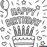 Happy Birthday Card Party Coloring Page Easy Drawing Guides