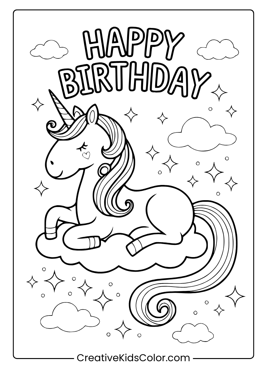 Happy Birthday Coloring Pages 25 Free Printable PDF 