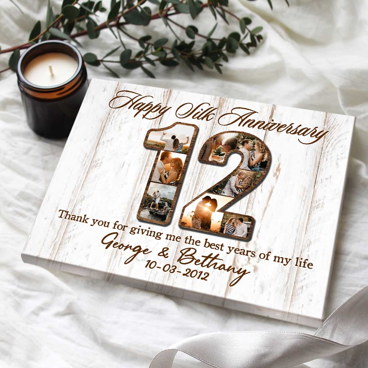 Happy Silk Anniversary Custom Photo Collage Canvas 12 Year Wedding Anniversary Gift 12th Anniversary Gift For Wife Husband Best Personalized Gifts For Everyone Happy Silk Anniversary Custom Photo Collage Canvas 12 Year Wedding Anniversary Gift 12th Anniversary Gift For Wife Husband Best Personalized Gifts For Everyone