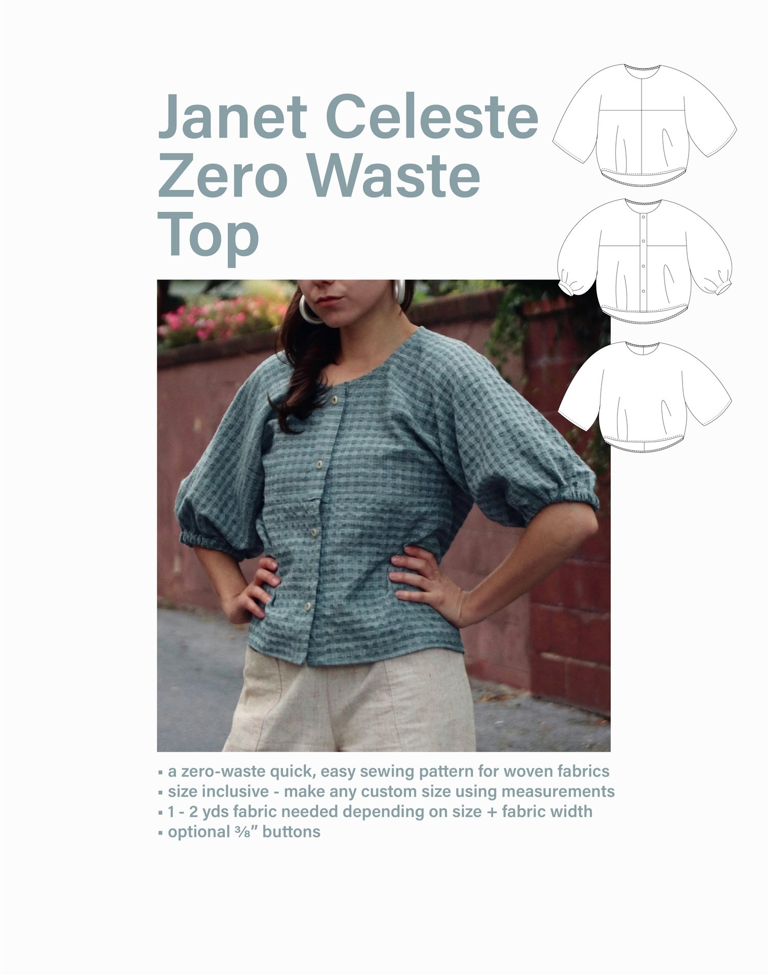 Janet Celeste Zero Waste Top Sewing Pattern Janet Celeste Zero Waste Top Sewing Pattern
