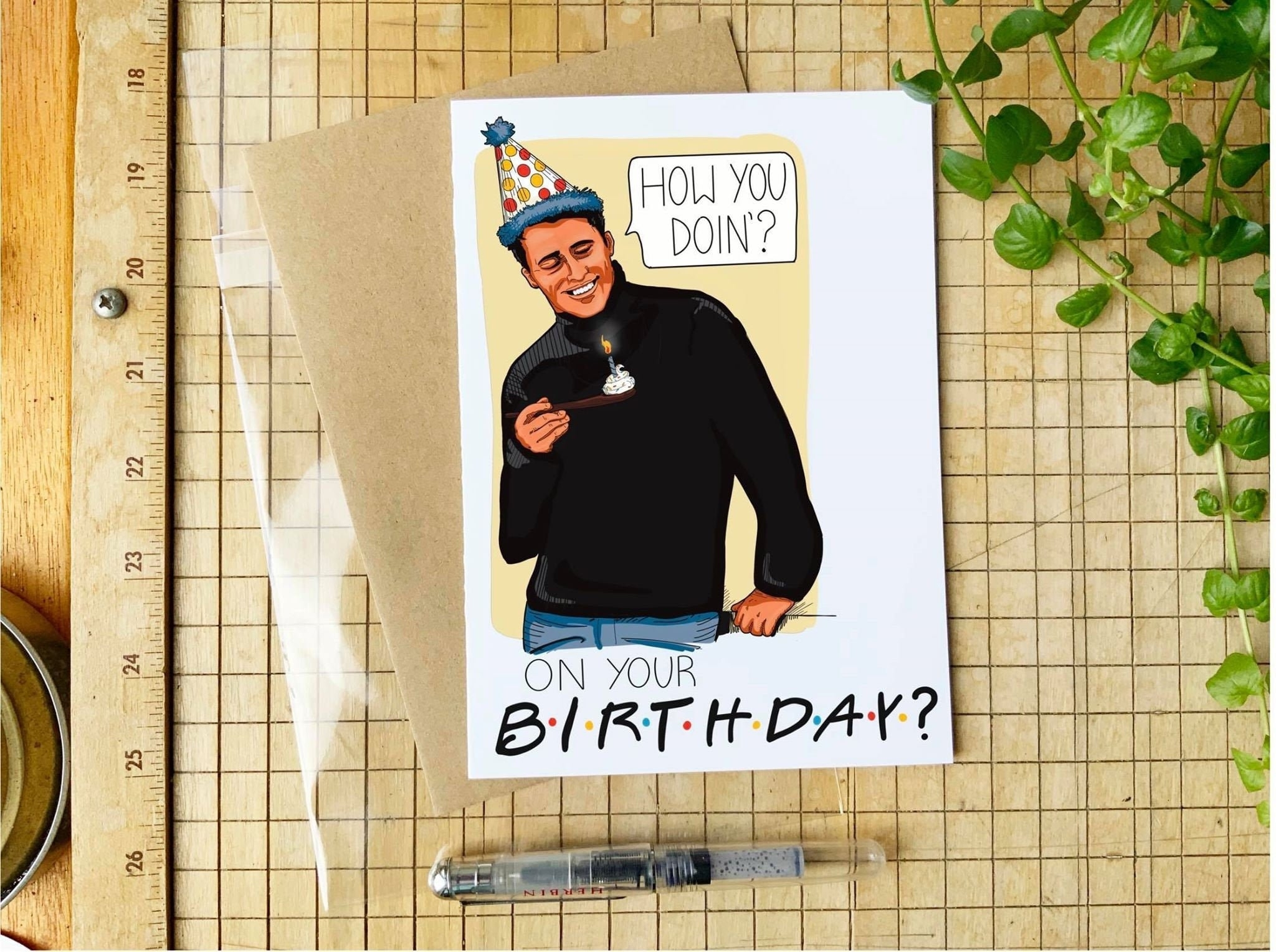 Joey Birthday Card Funny Friends Themed Birthday Card Featuring Joey how You Doin On Your Birthday Etsy